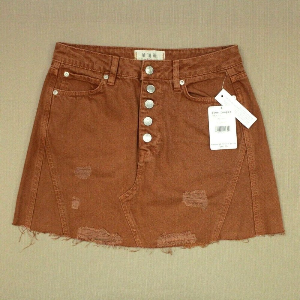 Free People We The Free A-Line Mini Jean Skirt